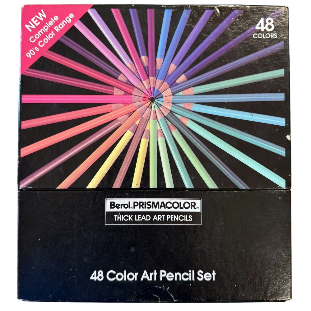 Vintage Berol Prismacolor 48 Color Art Pencil Set Thick Lead Pencils USA